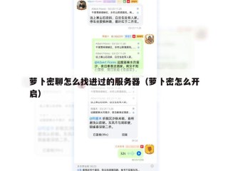 萝卜密聊怎么找进过的服务器（萝卜密怎么开启）