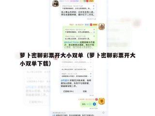 萝卜密聊彩票开大小双单（萝卜密聊彩票开大小双单下载）
