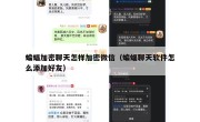 蝙蝠加密聊天怎样加密微信（蝙蝠聊天软件怎么添加好友）
