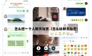 怎么把一个人聊天加密（怎么给聊天加密）