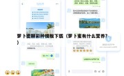 萝卜密聊彩种模板下载（萝卜蜜有什么营养?）