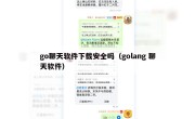 go聊天软件下载安全吗（golang 聊天软件）
