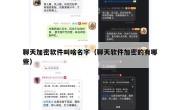 聊天加密软件叫啥名字（聊天软件加密的有哪些）