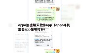 oppo加密聊天软件app（oppo手机加密app在哪打开）