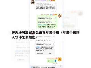 聊天语句加密怎么设置苹果手机（苹果手机聊天软件怎么加密）
