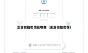 企业微信密信在哪里（企业微信密保）