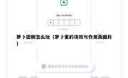萝卜密聊怎么玩（萝卜蜜的功效与作用及图片）