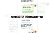 加密聊天2017（加密聊天软件下载）