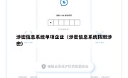 涉密信息系统单项企业（涉密信息系统按照涉密）