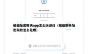 蝙蝠加密聊天app怎么玩游戏（蝙蝠聊天加密失败怎么处理）