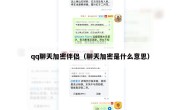 qq聊天加密伴侣（聊天加密是什么意思）