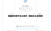 蝙蝠聊天群号怎么搜索（蝙蝠怎么查找群）