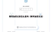 聊天加密记录怎么查询（聊天加密方法）