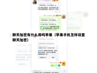 聊天加密有什么用吗苹果（苹果手机怎样设置聊天加密）