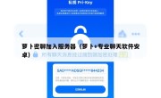萝卜密聊加入服务器（萝卜+专业聊天软件安卓）