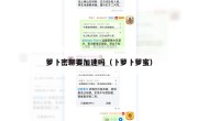 萝卜密聊要加速吗（卜萝卜萝蜜）