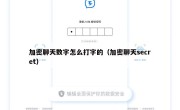 加密聊天数字怎么打字的（加密聊天secret）