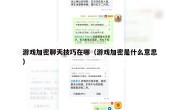 游戏加密聊天技巧在哪（游戏加密是什么意思）