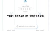 平台萝卜密聊怎么进（萝卜游戏平台怎么样）