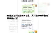 支付宝怎么加密聊天信息（支付宝聊天如何隐藏具体内容）