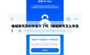 蝙蝠聊天真的恢复不了吗（蝙蝠聊天怎么恢复）