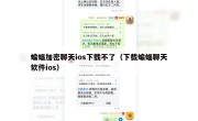 蝙蝠加密聊天ios下载不了（下载蝙蝠聊天软件ios）