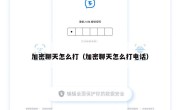 加密聊天怎么打（加密聊天怎么打电话）