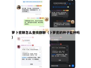 萝卜密聊怎么查找群聊（卜萝密的种子能种吗）