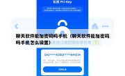 聊天软件能加密码吗手机（聊天软件能加密码吗手机怎么设置）