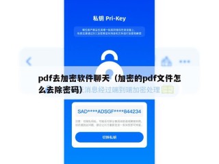 pdf去加密软件聊天（加密的pdf文件怎么去除密码）