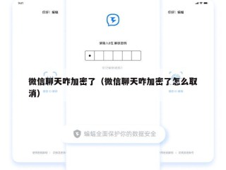微信聊天咋加密了（微信聊天咋加密了怎么取消）