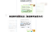 微信聊天加密玩法（微信聊天加密方式）