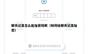 聊天记录怎么能加密码呢（如何给聊天记录加密）