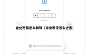企业密信怎么解锁（企业密信怎么进去）