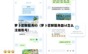 萝卜密聊服务ID（萝卜密聊服务器id怎么注册账号）