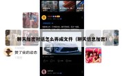 聊天加密对话怎么弄成文件（聊天信息加密）
