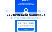 蝙蝠加密聊天视频收费吗（蝙蝠聊天怎么加密）