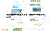 微信聊天单个联系人加密（微信单个好友聊天加密）