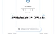 聊天语言加密怎样打开（聊天 加密）