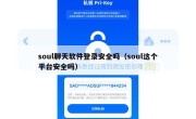 soul聊天软件登录安全吗（soul这个平台安全吗）