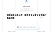 聊天语音信息加密（聊天语音加密了无法播放怎么回事）