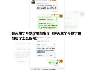 聊天发字母数字被加密了（聊天发字母数字被加密了怎么解除）