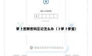 萝卜密聊密码忘记怎么办（卜萝卜萝蜜）