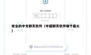 安全的中文聊天软件（中国聊天软件哪个最火）
