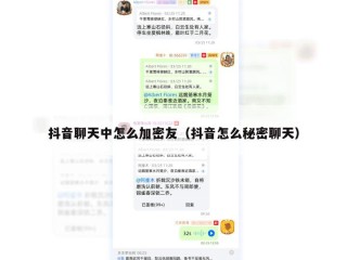 抖音聊天中怎么加密友（抖音怎么秘密聊天）