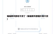 蝙蝠聊天群收不到了（蝙蝠聊天群图片看不到）