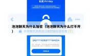 泡泡聊天为什么加密（泡泡聊天为什么打不开）