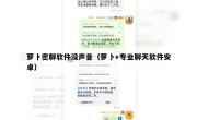 萝卜密聊软件没声音（萝卜+专业聊天软件安卓）