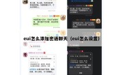 eui怎么添加密语聊天（eui怎么设置）