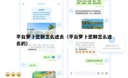 平台萝卜密聊怎么进去（平台萝卜密聊怎么进去的）